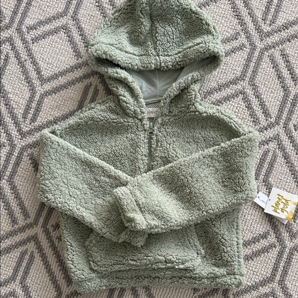 Planet Gold Kids Green Sherpa Hoodie